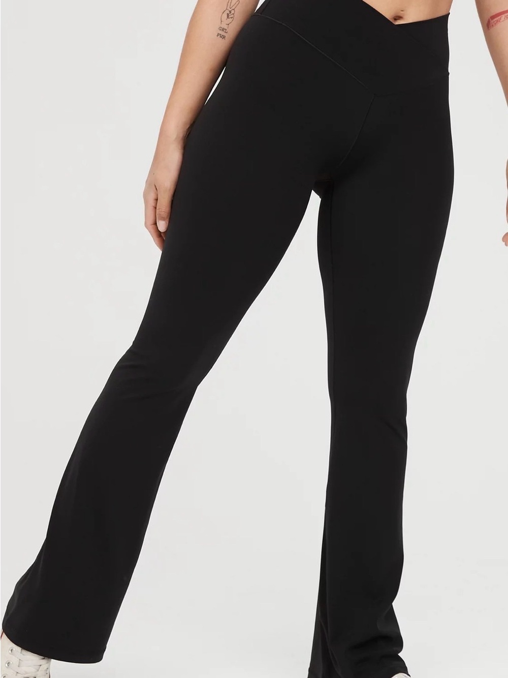 aerie Black High-Rise Flare Leggings
